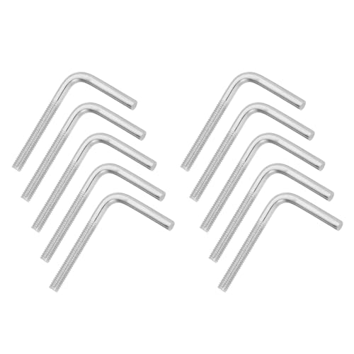 MECCANIXITY 10pcs M4 x 40mm L-Shaped Right Angle Bolt Screw, 304 Stainless Steel L Shape Foundation Bolt Long Square Bend Screw M4x40mm 10