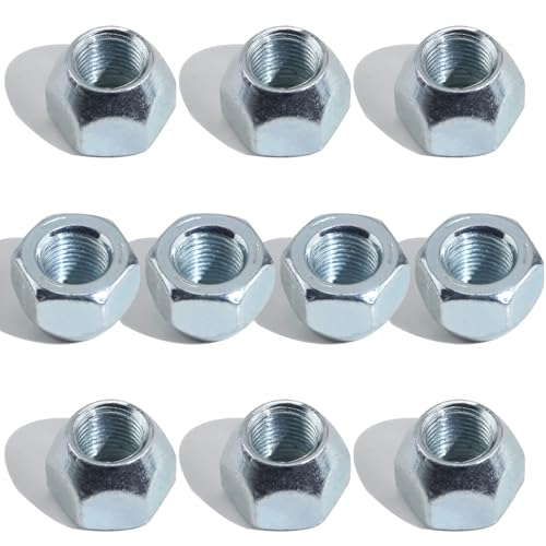 10PCS 1/2-20 Zinc Plated Trailer Lug Nuts, Open End Acorn Style Wheel Nuts, 13/16" Hex, 5/8" Tall, 60° Taper for RV Truck Trailer Tire Bolt Studs