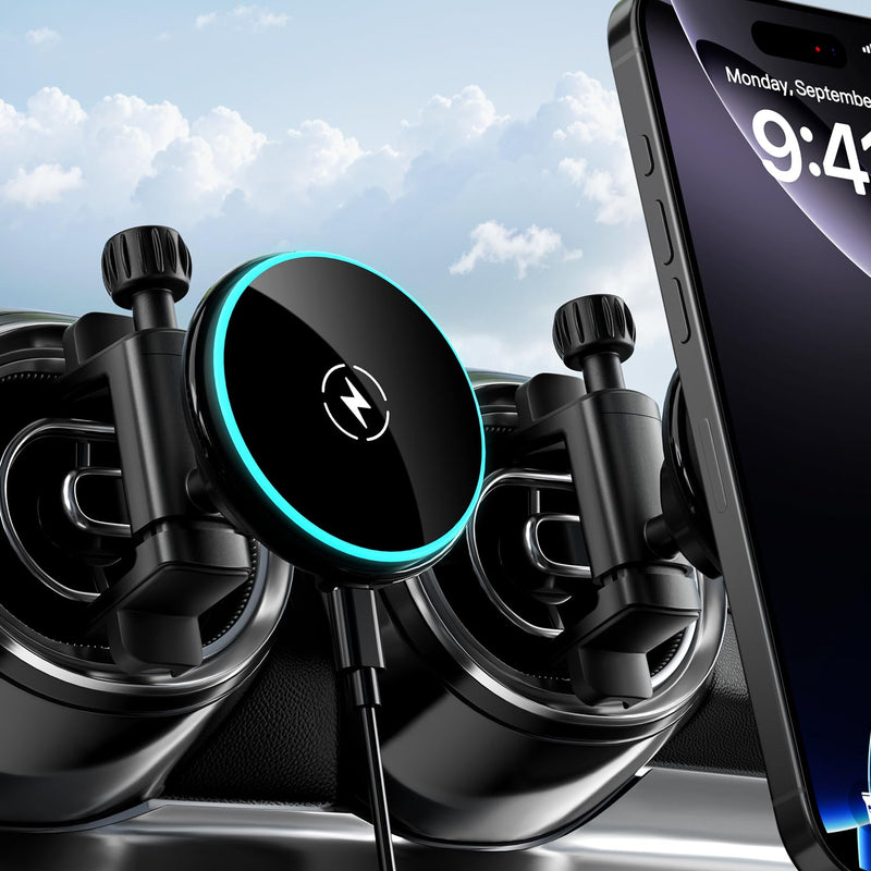 Qi2 Certified 15W Fast Charging Magnetic Wireless Phone Mount for Mercedes Benz A/B/C/E/G/GLA/GLK Car Phone Holder Accessories for MagSafe for iPhone 17 16 15 14 13 12 Pro Max Plus Mini