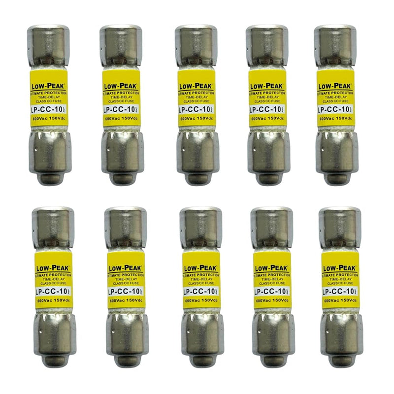 10-Pack New LP-CC-10 LP-CC-10A LP-CC 10A 600Vac Time Delay Fuse,LP-CC-10A Current Limiting Class CC Rejection Cartridge Fuses