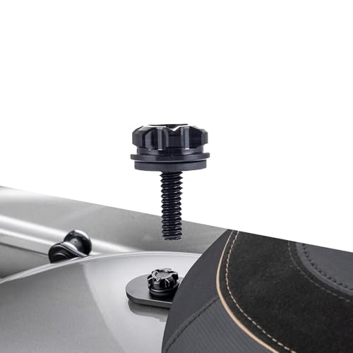  [AUSTRALIA] - Advanblack Axion CNC Machined Knurled Seat Bolt Kit Billet 6061 Aluminum Seat Bolt Tab Screw Mount Knob Cover Compatible with Street Glide Road King Electra Dyna Softail 1997-2026 (Black) Black