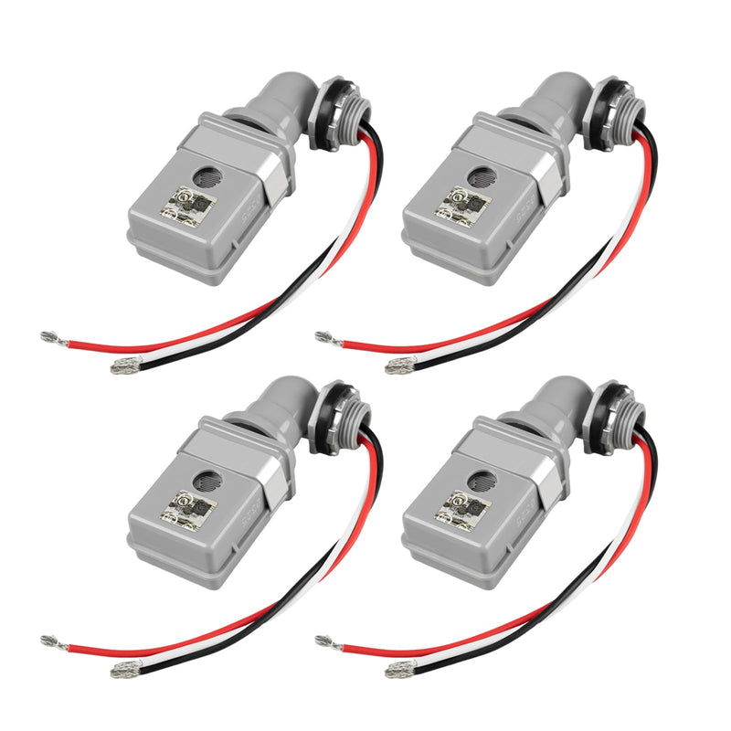 4 Pack Photo Cell for Outdoor Lighting Dusk to Dawn Sensor Photoelectric Switch for Porch Yard LED Flood Lights, 120VAC 50/60Hz Photocell Sensor IP54 Waterproof 4