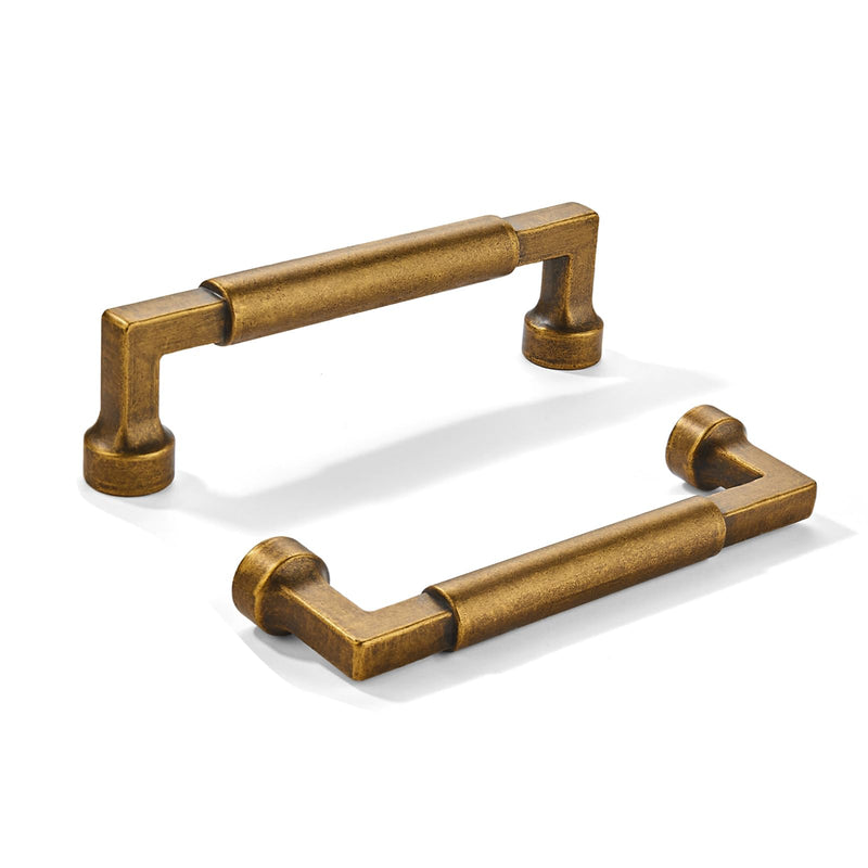 khtumeware 10-Pack 3-1/2Inch(89mm) Antique Brass Cabinet Pulls,Vintage Brass Solid Handles for Kitchen Cabinets, Cupboards, Drawers and Bathroom Hardware 3-1/2"(89mm) Hole Center