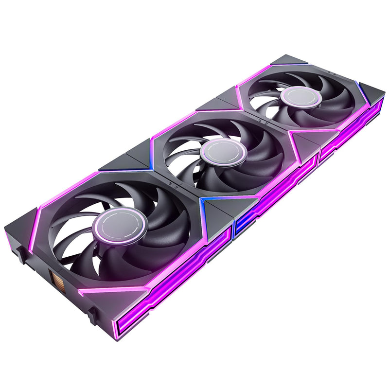 AsiaHorse Nyota Ultra 120mm PC Case Fan - Space-Inspired Design (Infinity Mirror + RGB Ring), 9 Blades 58.5 CFM, Modular Build, Ultra-Quiet Silicone Pads, PWM Control-Quiet Hydro Bearing 3 Pack-120mm Black-Reverse Blade