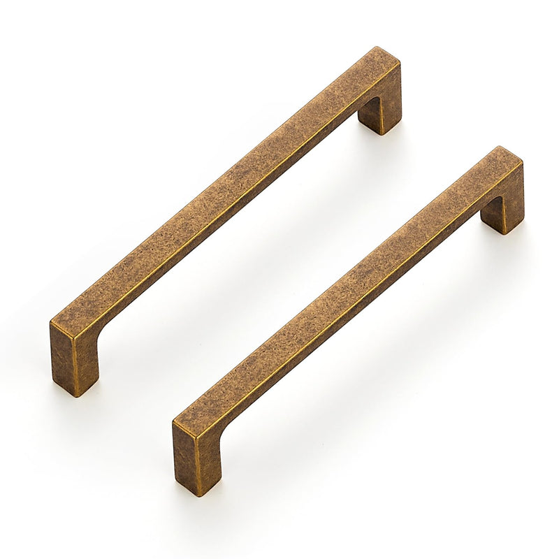 Ravinte 10 Pack Solid 5 Inch Kitchen Square Cabinet Handles Antique Brass Pulls Drawer Pulls Kitchen Cabinet Hardware Handles 5 Inch Hole Center