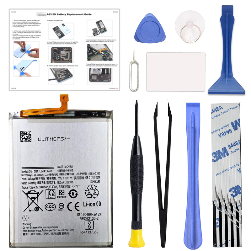 GREEN FUSION Compatible with Galaxy A53 5G Cellphone Replacement Battery Kit EB-BA336ABY, Includes Repair Tools