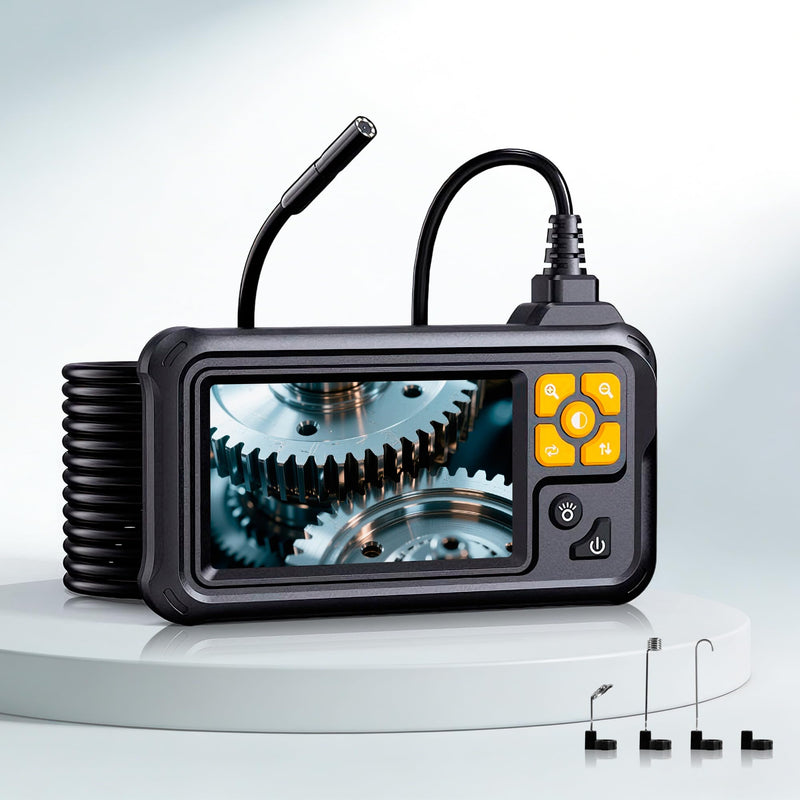 Industrial Borescope Camera with Lighting, 4.3" Borescope, 1080P HD Inspection Camera, 8 LED Lights, 16.4FT Semi-Rigid Cable, IP67 Waterproof Endoscope, Used for Pipes, Automobiles, Sewer Orange