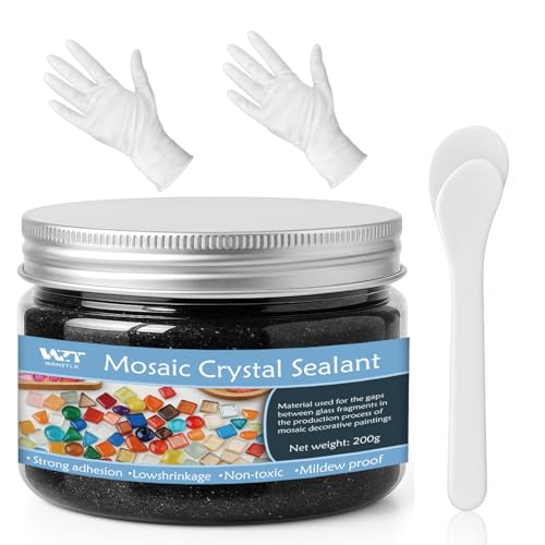 Black Mosaic Crystal Grout 200g, Mosaics Tile Tools, No Need to add Water, Direct caulking, Mosaic Crystal Sealant for All Tiles & Surfaces Black
