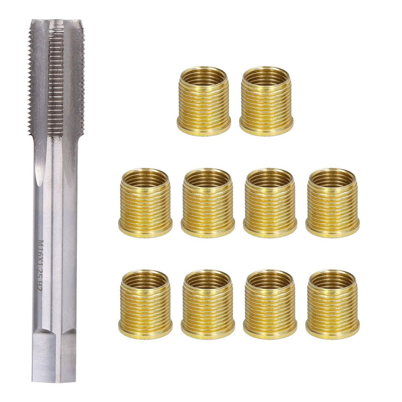 Spark Plug Thread Repair Kit, Stainless Steel Car Repair Tool Accessories Include M14×1.25 Thread Inserts and M16×1.25 Tap, Suitable for Automotive Gasoline Engines Generators