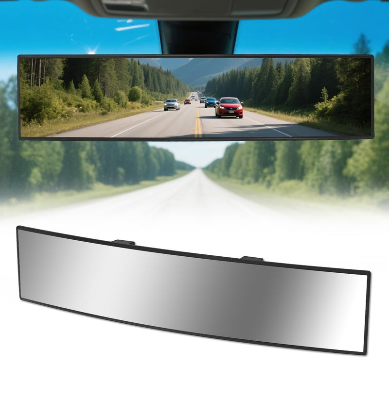  [AUSTRALIA] - Rear View Mirror, Chrome Anti-glare Panoramic Rear Mirrors Universal 16 Inch Convex Interior Clip on Extra Big Wide Angle Rearview Mirror Extender to Reduce Blind Spot for Pickup Truck Van 1