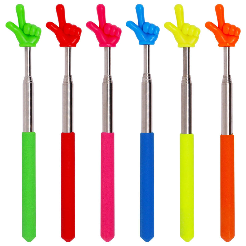 6Pcs Pointer Finger Stick, Telescopic Finger Pointer Stick Retractable, Teacher Hand Pointing Extendable, for School Supplies Classroom Studen Reading 6 Colors