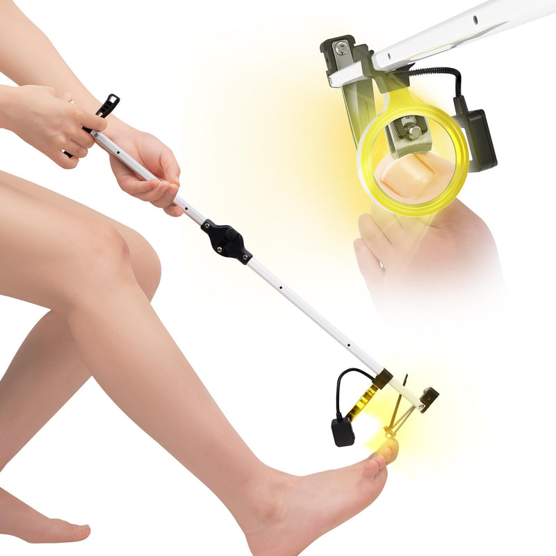 [Updated] 24" Foldable Long Handle Toenail Clippers for Seniors & Thick Nails, LED Light & Magnifier, 4mm Wide Jaw, USB-C Rechargeable, Ambidextrous Grip for Overweight, Arthritis & Post-Surgery Medium - 24" - 60 cm