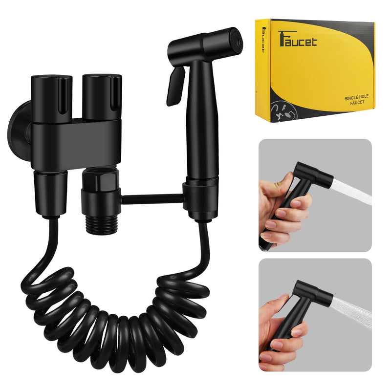 Handheld Toilet Bidet Sprayer for Toilet, Adjustable Water Pressure Control with Complete Bidet Spray Hoses Kit for Feminine Wash, Cloth Diaper Sprayer for Baby Wash Black