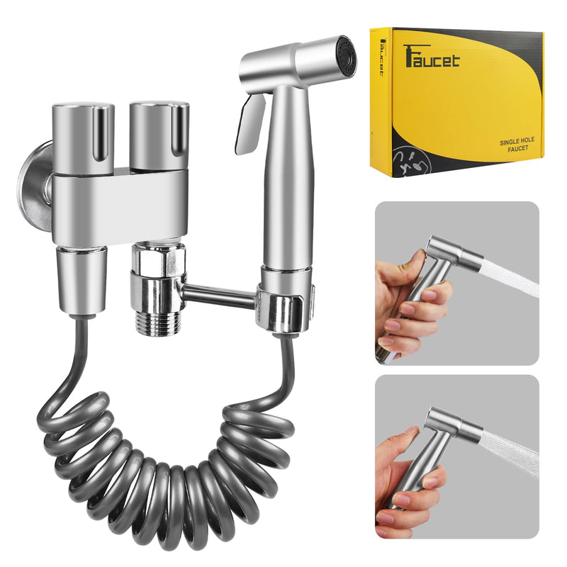 Handheld Toilet Bidet Sprayer for Toilet, Adjustable Water Pressure Control with Complete Bidet Spray Hoses Kit for Feminine Wash, Cloth Diaper Sprayer for Baby Wash Chrome