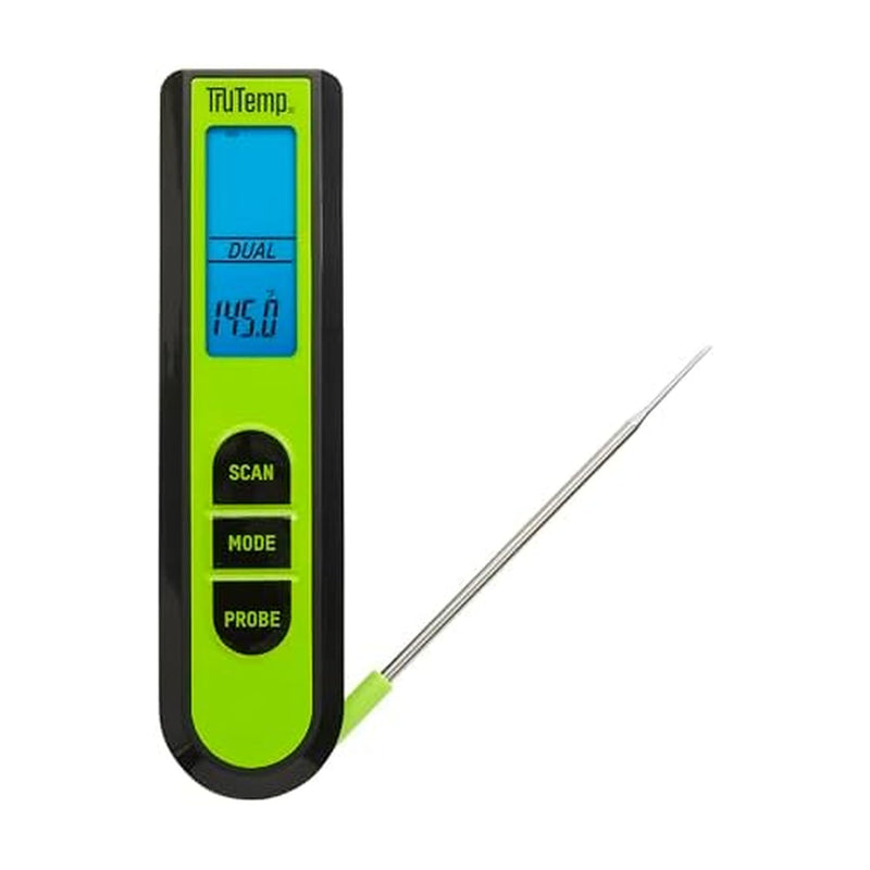Taylor TruTemp Dual Instant Read Infrared Meat and Food Thermometer, Digital for Cooking, IPX5 Splash Proof Design, Plus Meat Probe for BBQ, Kitchen, Smoker, and Grilling, Green