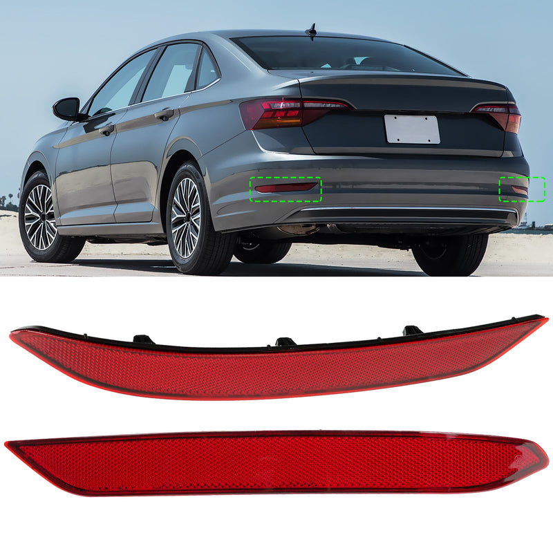 Compatible with Volkswagen Jetta Sedan Rear Bumper Reflector 2019-2021,Left Driver & Right Passenger Side Red Marker Trim Replace for 17A945105,17A945106,Jetta Back Reflector Light W/O Bulb,2PC 19-21 Jetta Rear Reflector