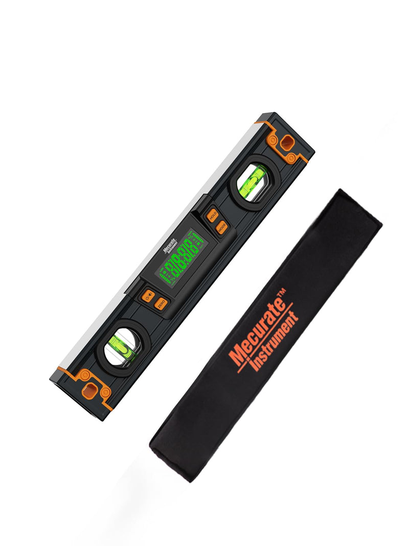 Mecurate 10-Inch Digital Level, Portable Electronic Angle Finder with Backlit Display, ±0.1° Accuracy, Magnetic Base, 4 Measurement Units, Compact Torpedo Smart Level Tool for DIY & Professional Use Orange