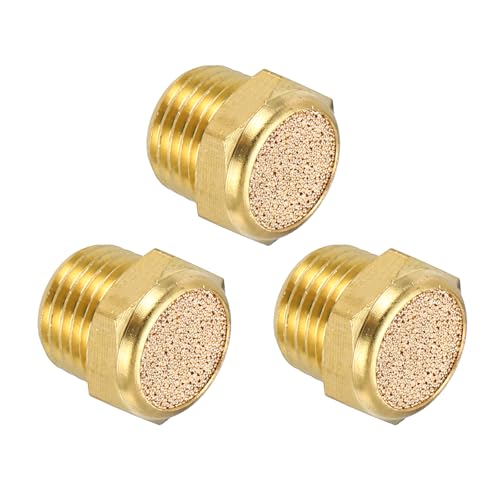 MECCANIXITY 3pcs Air Compressor Muffler 1/4" NPT-13mm Male Thread Sintered