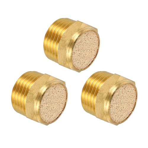 MECCANIXITY 3pcs Air Compressor Muffler 1/2" NPT-21mm Male Thread Sintered