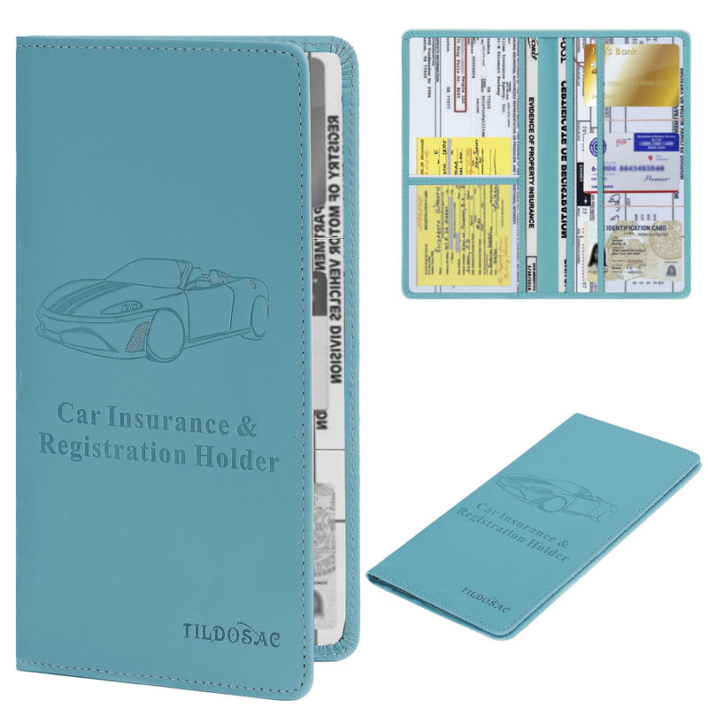 Upgraded Version Car Registration and Insurance Holder | Premium Car Document Organizer &Vehicle Glove Box Document Organizer | Car Accessories for Women & Men (Blue) Blue