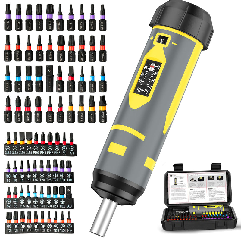 Torque Wrench Screwdriver Set,10-70 Inch Pounds, 40 S2 Bits - Hex,Torx, Flat,Phillip,Square and Torx Security Bits for Accurizing Scope Mounting, Bicycle Repairing and Maintenance (42PC) Screwdriver/42pc