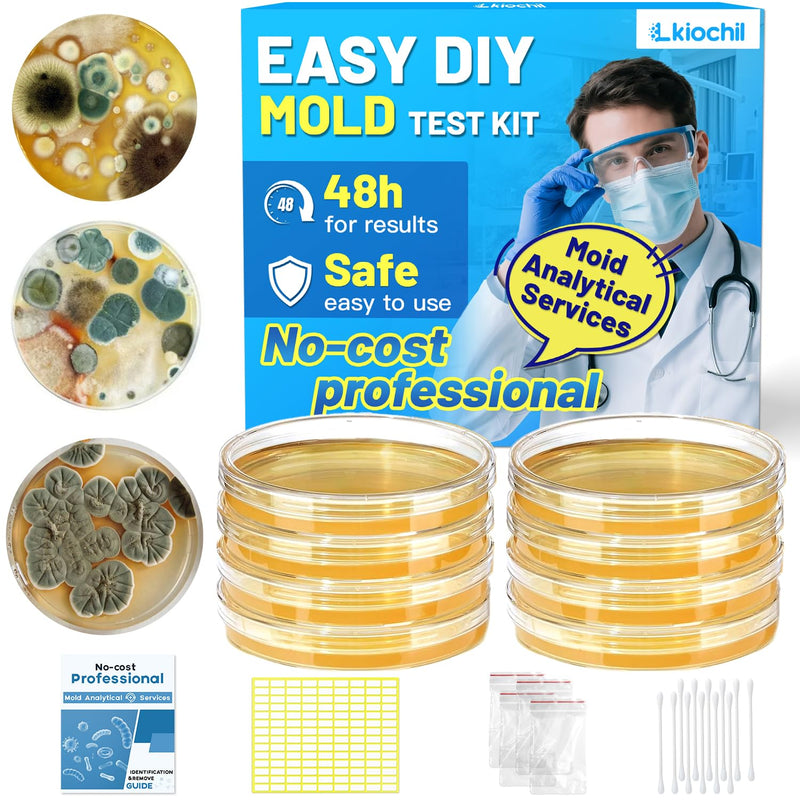 Mold Test Kit for Home - 8 Simple Detection Tests for Surface Mold, HVAC System & Indoor Air Quality - DIY Black Mold Detector with Mold Identification Guide, Fast & Reliable Results
