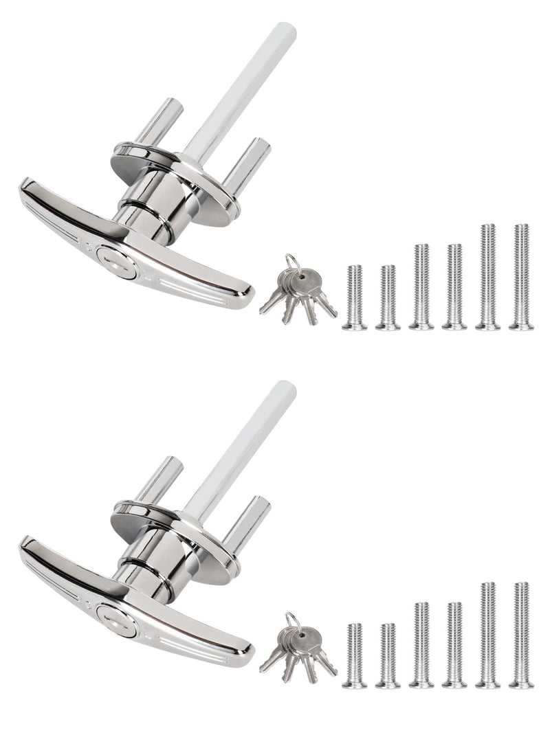 Garage Door Lock T-Handle Locks Latch Replacement Parts with 4 Keys, Mounting Hardware Included, Fit 1-3/8" to 2" Thick Doors, T-Handles Locking Set for Garage Door - 2pack