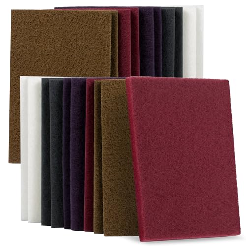Scuff Pad 6” x 9” Scuff Pads,4 Each of Maroon&Grey&Gold&Purple&White,Scuff Pads for Paint Prep, Total 20PCS,Aluminum Oxide Abrasive Pads for Scuffing,Surface Adhesion Preparation,Cleaning 150-1200grit-Mix-20PCS