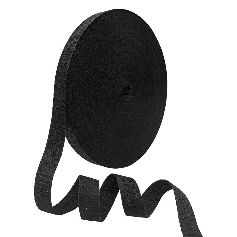 Black Cotton Twill Tape 5/8inch for Sewing,Ties,Gift Wrapping, Home Deco -40 Yards 15mm Natural Herringbone Fabric Trim Bias Binding Strips Ribbon for Handles, Crafting & DIY Projects Black 5/8 INCH 15mm