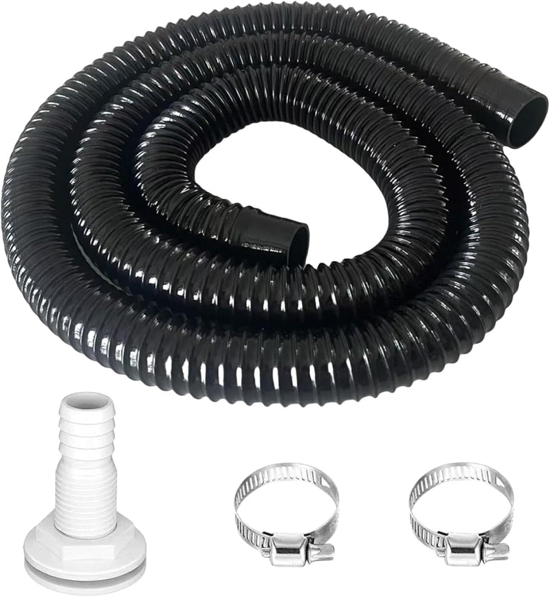 1-1/8inch Bilge Pump Hose Kit, Bilge Pump Installation Kit, 7 Ft of Kink-Free Flexible EVA Hose Includes 2 Hose Clamps and Thru-Hull Fittings 7ft Bilge Pump Hose Kit