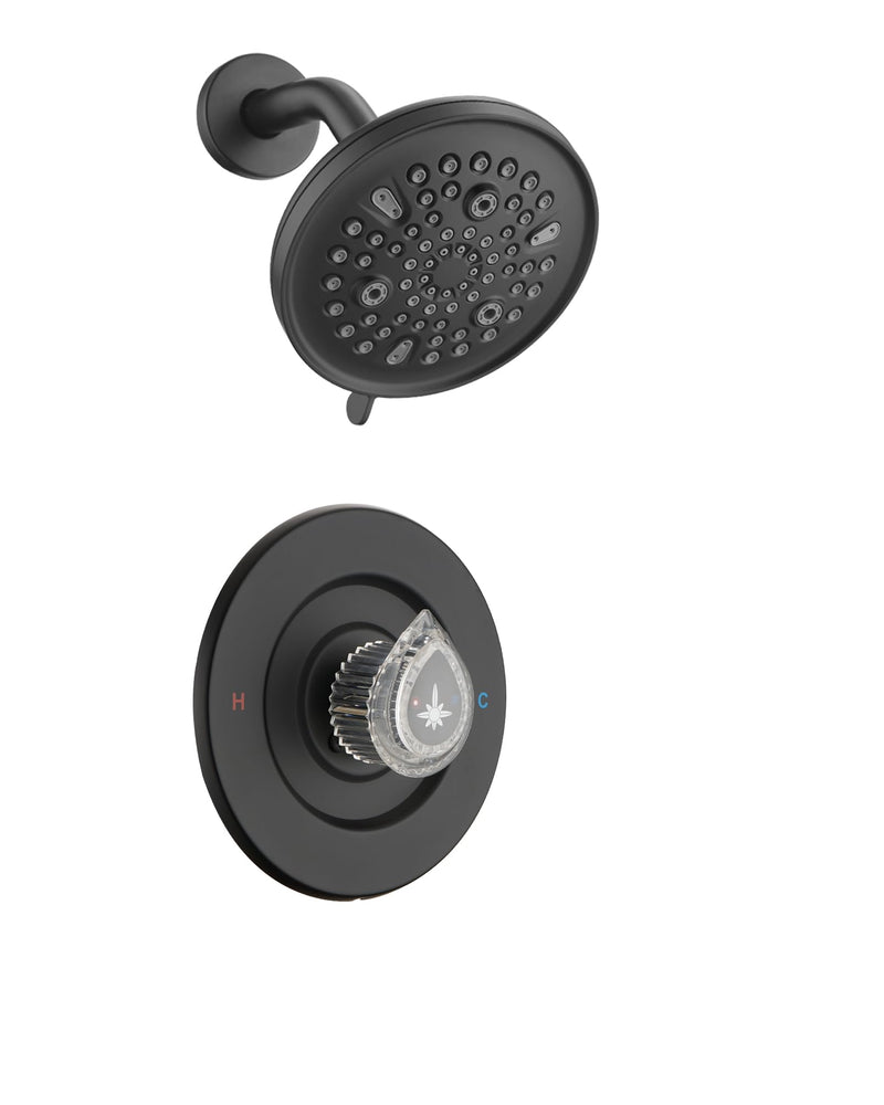9-Setting Shower Faucet Trim Kit Compatible with Moen Fit Chateau Valve, Pull-on Push-Off Design Knob Handle, Matte Black Without Tub Spout