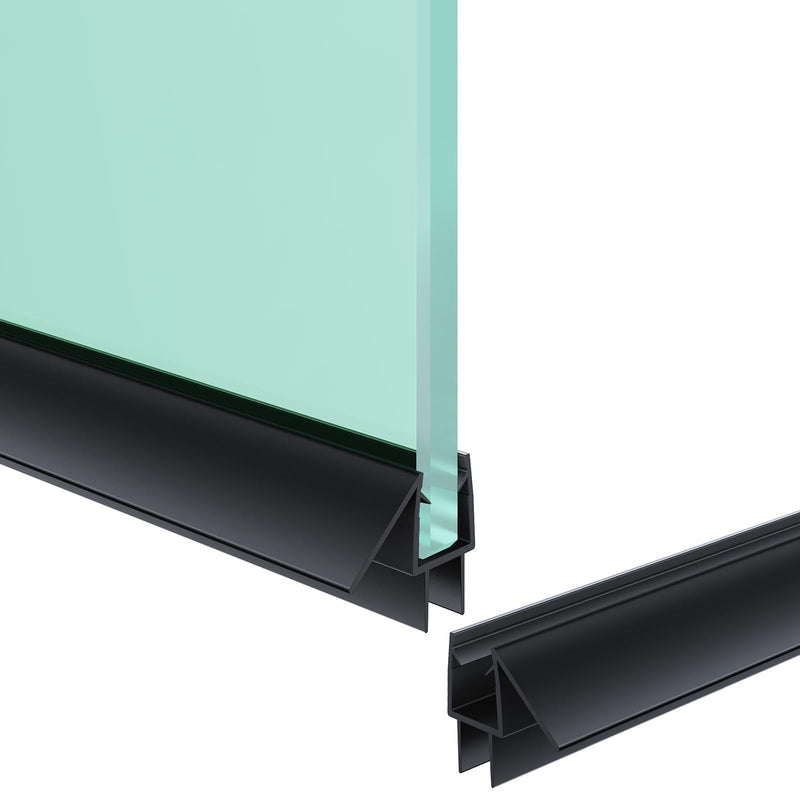 Shower Door Bottom Seal Strip, 2PCS Seal Strip, Clear PVC, 36" Length, Fits 10mm Thick Glass, Prevents Leaks, Easy Installation, No Adhesive Required (Black, 36in for 3/8"(10mm)) Black 36in for 3/8"(10mm) Door