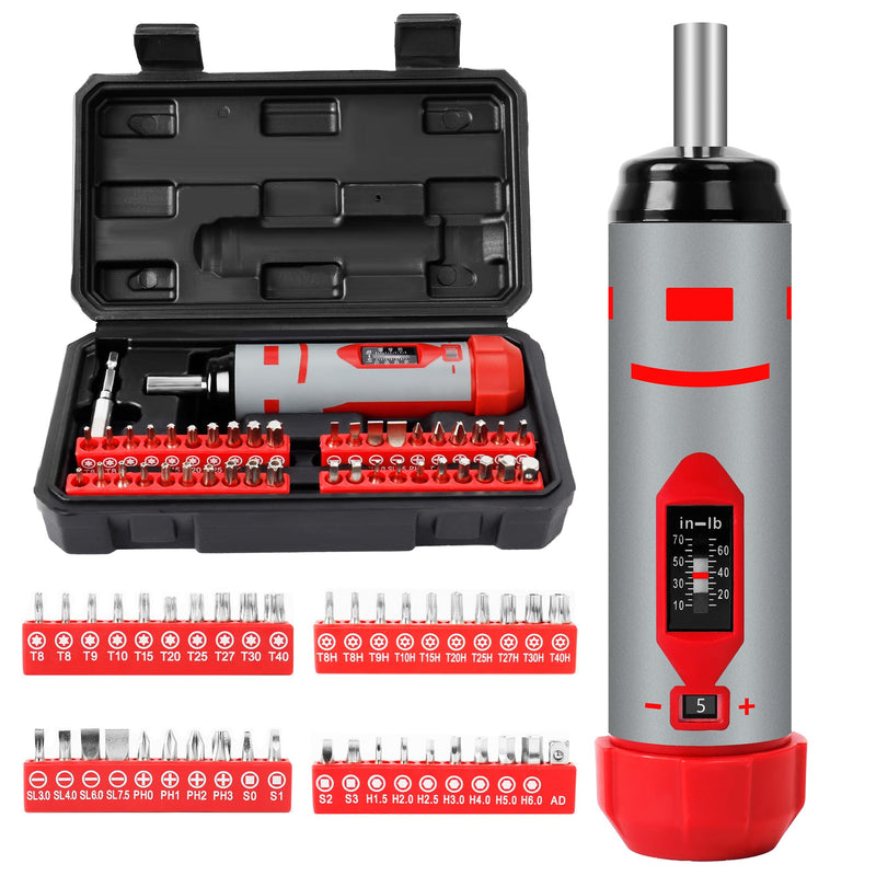 42-Piece Torque Screwdriver Set, 10-70 in-lb Inch Pound Torque Wrench with 40 CR-V Bits, 1/4 Inch Drive, Magnetic Extension & Hard Case for Rifle Scope Mounting, Gunsmithing & Bike Repair 42pcs Torque Screwdriver Set