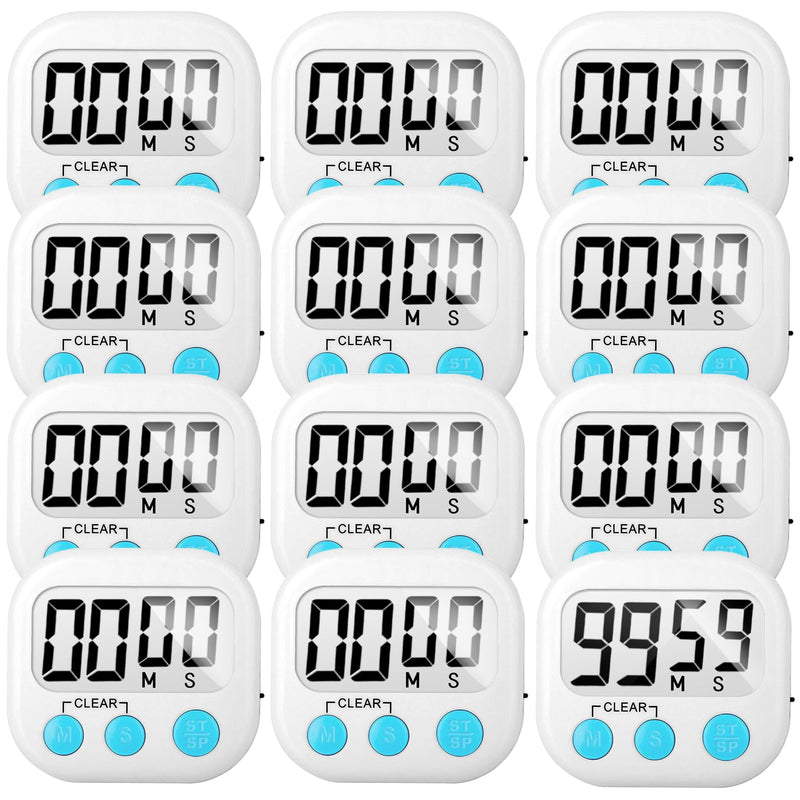 12 Pack Digital Kitchen Timer Small Classroom Timers for Kids Teachers (White) White 2