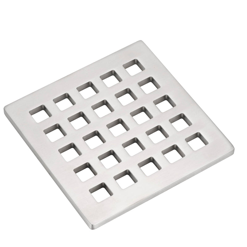 3.75 Inch Square Shower Drain Cover 5mm Thick Floor Drain Square Grille (Brushed Nickel) Brushed Nickel