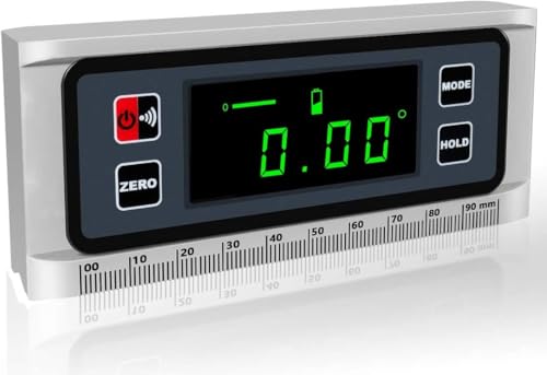 Digital Angle Finder Protractor - 0-360° Inclinometer with Magnetic Base & V-Groove - IP65 Waterproof Level Gauge - Precision Measuring Tool for Woodworking, Metalworking, Construction (Black) DL1906 Black