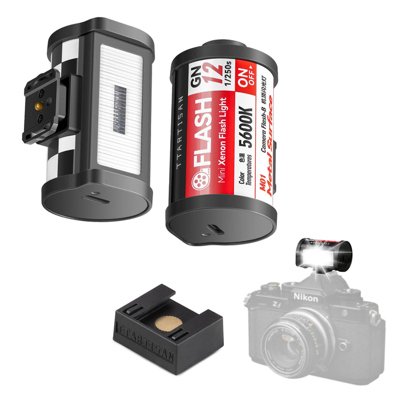 TTARTISAN M01 Mini Camera Flash, 5600K±200K GN12 with 4 Power Levels,Built-in Lithium Battery,Flash for Sony Fujifilm Canon Nikon Olympus Camera
