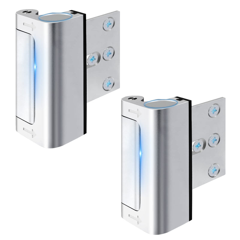 Home Security Door Reinforcement Lock Safety Latch Extra Front Doors Security Devices, Anti Door Kick in Safety Protector for Door Inside, Child Proof Aluminum Locks Silver 2Pack