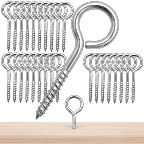 40 Pcs 2.6 Inch Heavy Duty Eye Screws Stainless Steel Eye Hooks,Metal Eye for Wood Bolts Screw in Hooks Self Tapping Eye Lag Eyebolt for, Indoor & Outdoor Use 2.6inch-40pcs