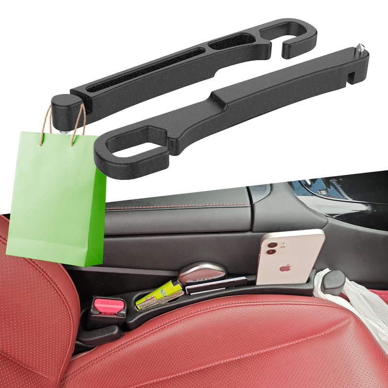 Universal Car Seat Gap Filler with Organizer Hook & Emergency Glass Breaker Prevent Small Items & Tools from Falling Ultimate Seat Side Gap Stopper for All Vehicles, Trucks & SUVs