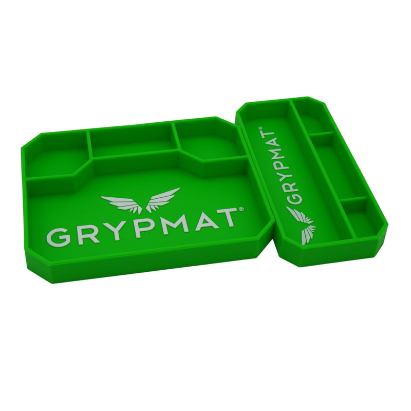 Grypmat Plus Grip Mat for Mechanics - Non-Slip Flexible Silicone Tool Tray - Tool Organizer for Tool Box - Magnetic-Free, Easy-to-Clean Tool Mat - DUO Small & Medium, Green