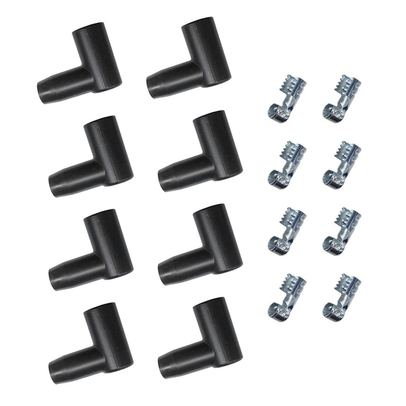 8PCS Car Spark Plug Boot Terminal Kit, Heat-Resistant Coil Boots Ignition Wires and 90 Degree HEI Distributor, Silicone Auto Spark Plug Repair Accessory, Fits 6mm 7mm 8mm 9mm 10mm