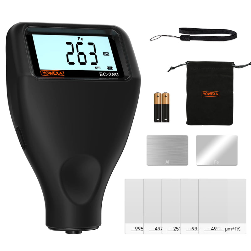 Paint Thickness Gauge for Cars, Digital Coating Meter 0-2500μm | Paint Meter for Cars, Fe/NFe/Zn Detection, Ruby Probe, Backlit Rotating LCD, Continuous Coating Thickness Tester, Used Cars
