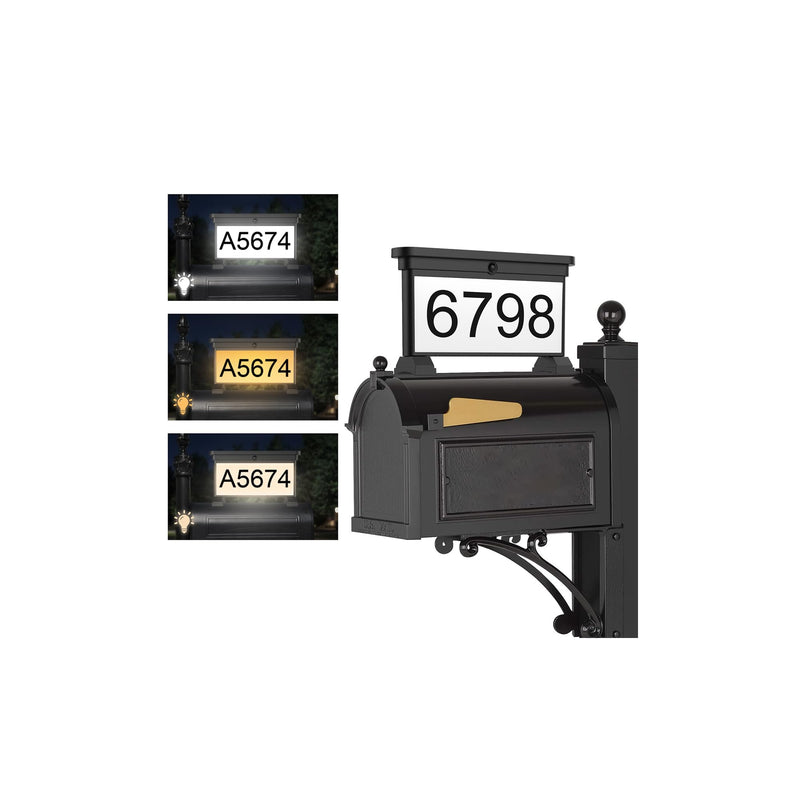 LumiZen Solar Address Sign,Double-Sided 3-Color Lighting LED Mailbox Number Plaque,Waterproof Outdoor Address Plaque for Mailbox Topper, Address Numbers House Numbers