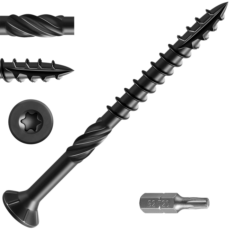 Wensilon #10 * 3" Black Deck Screws, (342pcs) 5 lbs.Exterior Wood Screws, Rust Resistant Epoxy Coated, Bronze, T20 Star Bit 10*3