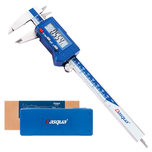 Dasqua 6” IP54 Digital Caliper, Stainless Steel Water-Resistant Precision Measuring Tool with Large LCD, Inch/Metric/Fraction Switch, Resolution 0.0005"/0.01mm/1/128, Accuracy ±0.001"/0.02mm IP54 6"