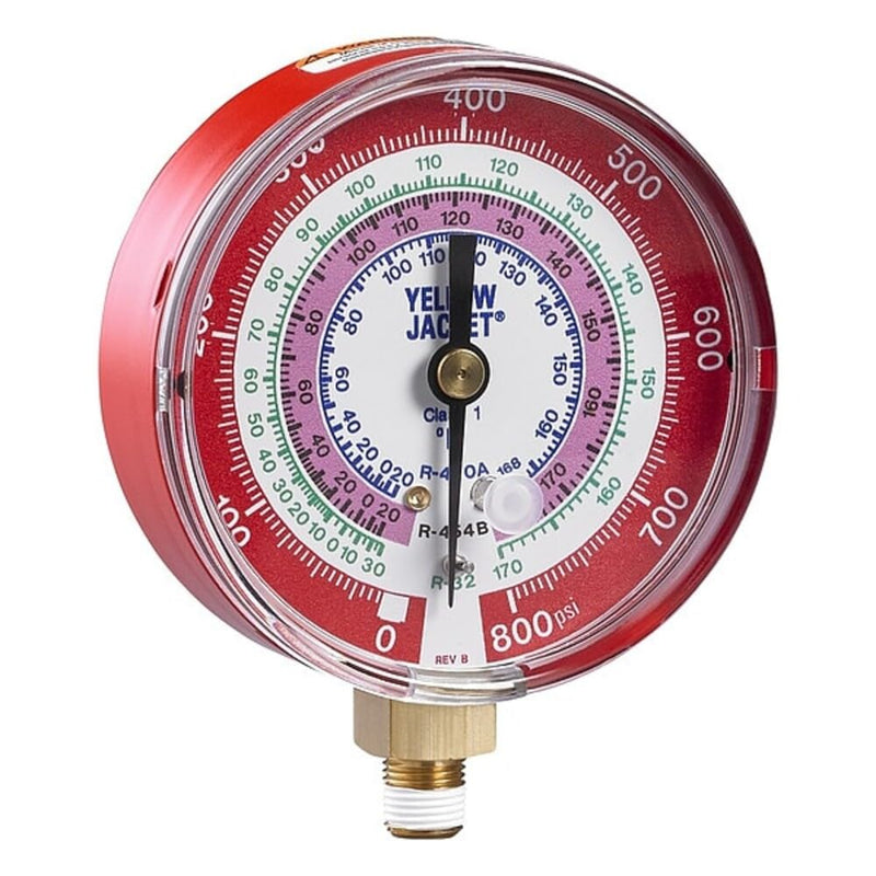 Yellow Jacket 49117 A2L Manifold Gauge - RED, 3-1/8" R-32/454B/410A