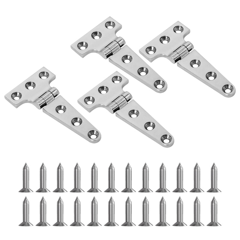 Boat T Type Hinge, Marine Grade Stainless Steel 316 Heavy Duty Strap Butt Hinge Durable Marine Applications for Hatch, Cabinet, Gate, and Door 4'' x 2"- 4 pack