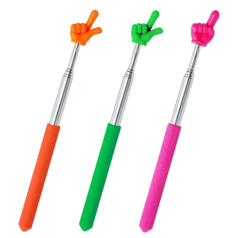 3 Pcs Extendable Hand Pointer Finger Pointer Stick,Mini Retractable Pointer Sticks,Talking Stick,Small Hands,Extendable Pointer Finger,Supplies Classroom(Orange+Green+Pink)