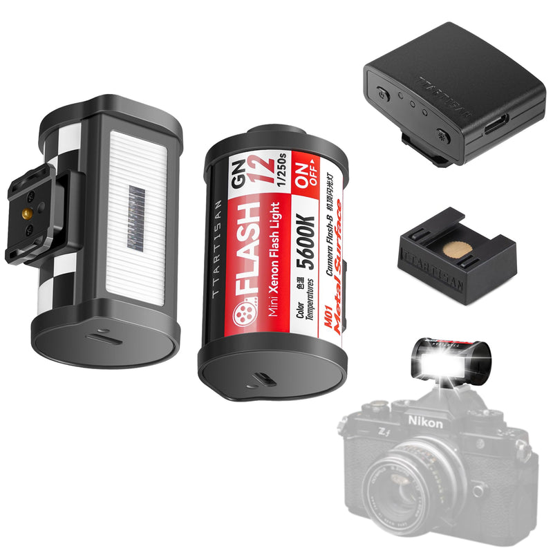 TTARTISAN M01 Mini Camera Flash, 5600K±200K GN12 with 4 Power Levels | with J01 Wireless Flash Trigger, Range 3m, Built-in Lithium Battery
